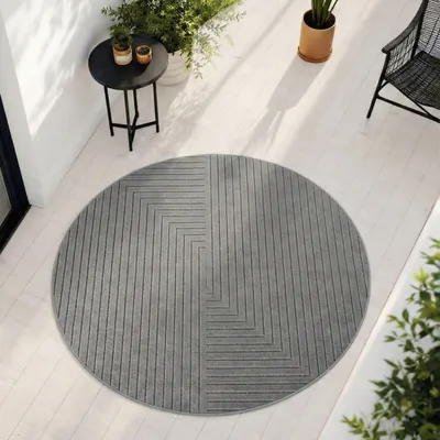 Obrázek produktu pro Carpetsale24 Venkovní Koberec Moderní Boho Design 3D Efekt Odolný UV Ideální na Terasu do Obývacího Pokoje a Kuchyn?, Velikost, 80 cm Kulatý
