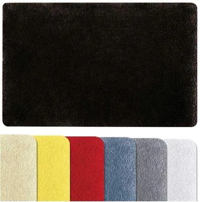 Obrázek produktu pro Uniqoos® Koupelnová rohož s vysokým vlasem, 40 x 60 cm, černá – měkká a omyvatelná, protiskluzová s latexovou protiskluzovou vrstvou, vhodná i pro podlahový topení