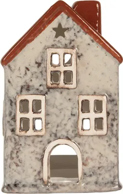 Immagine prodotto di Clayre & Eef Portacandele House 8x7x13 cm in Vetroceramica grigia
