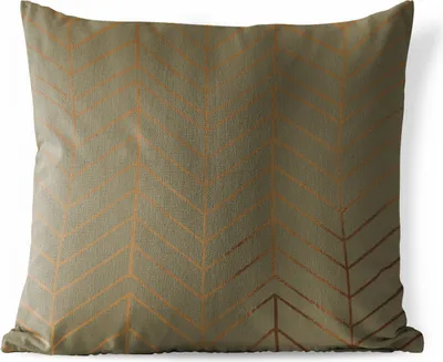 Produktbild von MuchoWow® Outdoor Kissen - Linie - Gold - Muster - 45x45 cm - Wetterfest - Lounge Kissen - Fotokissen - Dekoratives Kissen