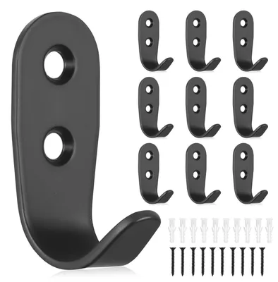 Metall-Wandhaken, 10 Stück, schwarz, 5 cm, zum Anschrauben
