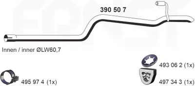 Produktbild von ERNST Abgasrohr Auspuffrohr passend für MERCEDES-BENZ SPRINTER 3-t Kasten (903) Hinten 390507