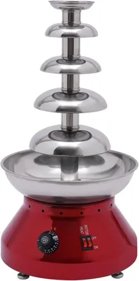 Image de 5 étages de fontaine à chocolat en acier inoxydable Fontaine à chocolat Chauffage commercial avec contrôle de la température 230W Rouge