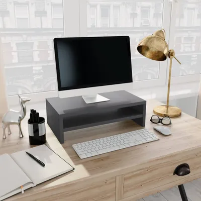 Productafbeelding van Monitorstandaard CLORIS, TV-standaard, grijs, 42x24x13 cm, spaanplaat