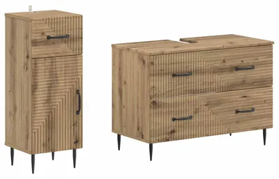 Image de vidaXL Ensemble de deux meubles de salle de bain HAARLEM, finition chêne artisanal