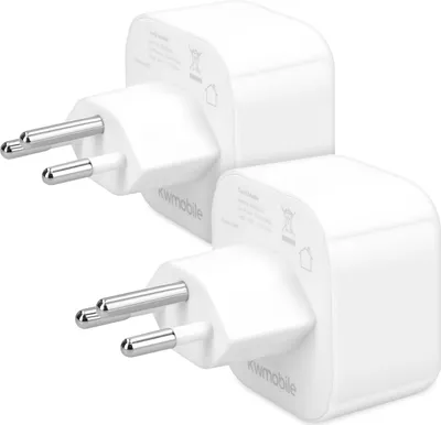 Produktbild von kwmobile 2x Reiseadapter Schweiz Typ-J - Reise Adapter Reisestecker Schuko EU zu Typ J Steckdose in z. B. Schweiz - Stromadapter Urlaub Weiß