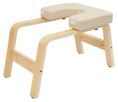 Produktbild von Yoga Kopfstandhocker - Inversionsbank - bis 200 kg belastbar - PolyurethanSchaumpolster - Massivholz - 64x36x40 cm - Weiß