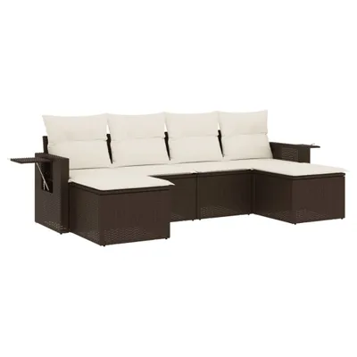 Produktbild von vidaXL 6-tlg. Garten-Sofagarnitur mit Kissen Braun Poly Rattan