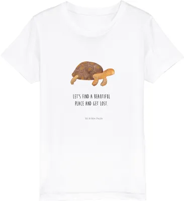 Produktbild von Mr. & Mrs. Panda Kleinkinder T-Shirt Schildkröte Marschieren 3-4 Jahre (98/104) - Weiß - Geschenk, Motivation, Lieblingsmensch, Meer, Kindershirt, Kinder Bio, Teenager