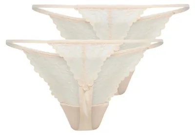 Productafbeelding van ALLEEN Damen Onldelicate Kant String, 2-pack, Perzikgeel, maat L (2-delig)