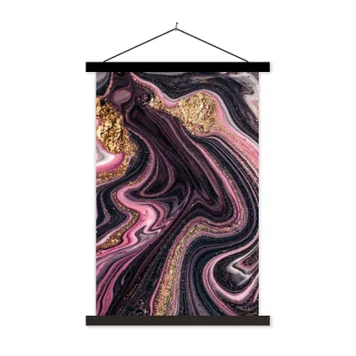 Produktbild von MuchoWow® Textilposter Marmoroptik - Rosa - Lila - Gold - Luxus - Marmor 40x60 cm mit schwarzem Rahmen - Wanddekorationen