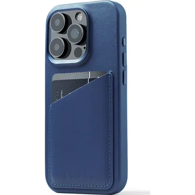 Produktbild von Mujjo Wallet Leather Case, Cover, Apple, iPhone 15 Pro, 15,5 cm (6.1"), Blau
