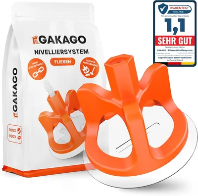 Produktbild von Gakago Fliesen Nivelliersystem 200 Hauben und 200 Scheiben ohne Lasche
