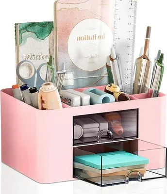 Produktbild von Famanu Büro-Organizer mit 5 Fächern und Schubladen - Rosa