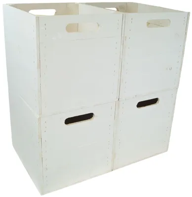 Produktbild von 4 Stück Regalkiste weiß passend für Ikea Kallax und Expeditregale Regaleinsatz