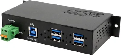 Produktbild von USB 3.2 Gen1 HUB 4-Port extern mit USB Kabel und Din-Rail Kit