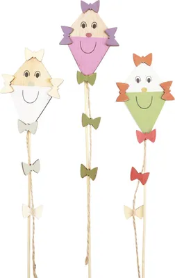 Produktbild von Blumenstecker Herbstdeko Drachen Holz Lila Grün Weiß 5,5×8cm 9St Set, 9 Stück
