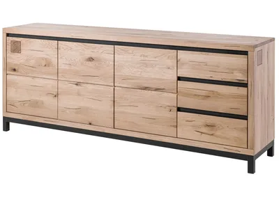 Image de MASSIVMOEBEL24 | Buffet 210x45 Chêne sauvage huilé Bianco VILLANDERS #252