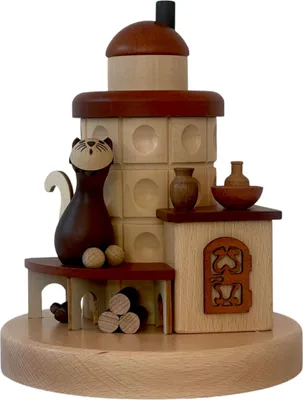 Produktbild von Zeidler Holz Räucherofen Kachelofen mit Katze für Räucherkerzen - Echt Erzgeb.