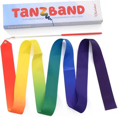 Imagen del producto de Cinta de gimnasia con varilla, colores del arcoíris, 1 unidad, para niños