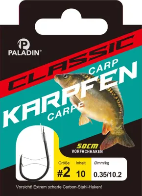 Produktbild von Paladin Karpfenhaken gebunden Größe 8 50 cm 10 Stück schwarz