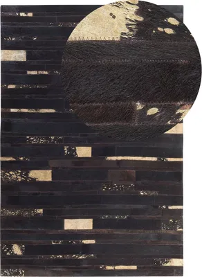 Produktbild von BELIANI Teppich Braun mit Gold 140 x 200 cm aus Leder Abstrakt Patchwork Rechteckig Klassisch