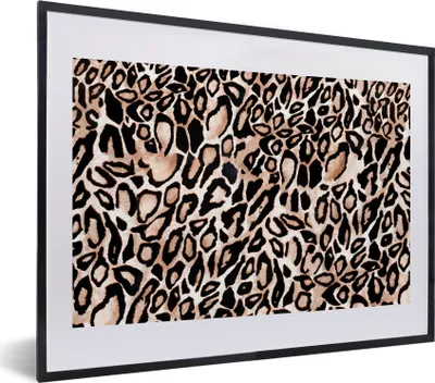 Produktbild von MuchoWow® Gerahmtes Poster Pantherdruck - Braun - Schwarz - Flecken 40x30 cm - Poster mit Schwarzem Bilderrahmen Wandposter Rahmen Foto Bilder - Bilderrahmen - Poster im Rahmen