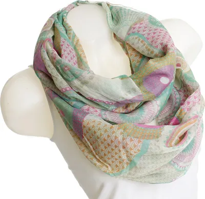 Produktbild von Glamexx24 Damen schal mit Mustermix im Blumendesign Ethno muster Langschal Loop Schlauchschal Tuch-Farbe: Creme pink grün