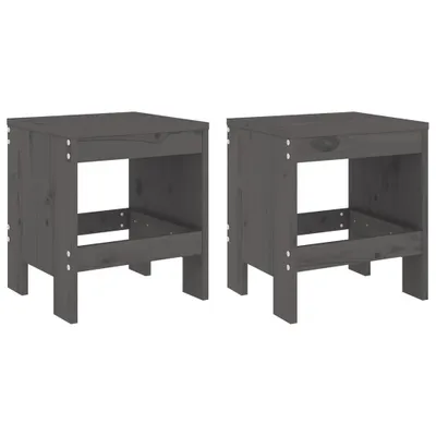 Image de vidaXL Tabouret de jardin 2 pcs. Gris 40x36x45 cm Pin massif