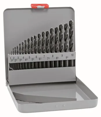 Spiralbohrer-Set HSS DIN 338, 19-teilig, Ø 1-10 mm
