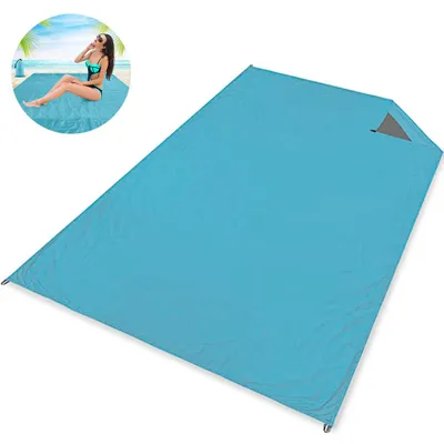 Produktbild von Wasserdichte Picknickdecke für draußen, kompakte, leichte, faltbare, sanddichte Taschenmatte für Strand/Wandern/Reisen/Camping/Festivals/Sportveranstaltungen mit Taschenschlaufen und Heringen