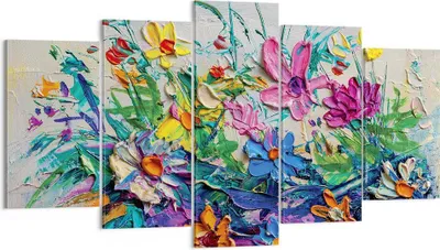 Produktbild von Bild auf Leinwand - Leinwandbild - 5 Teile - Blumen die Farben pastos - 160x85cm - Wand Bild - Wanddeko - Wandbilder - Leinwanddruck - Bilder - Wanddekoration - Leinwand bilder - EA160x85-4521
