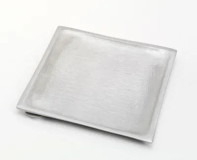 Produktbild von Kerzenteller quadrat Alu Silber matt 11 x 11 cm für Kerzen, Dekoteller
