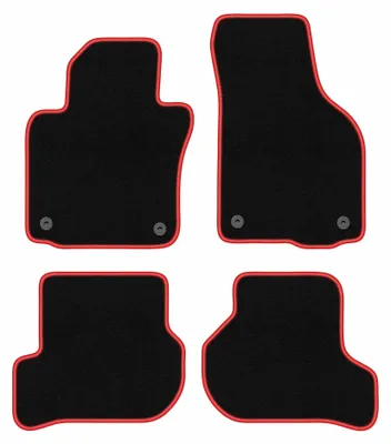 Obrázek produktu pro Velurové autokoberce pro: Volkswagen Golf VI 2009-2013 (hatchback/kombi) – sada 4 ks, černo-červené, na míru – Wielganizator CARLUX