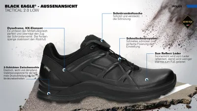 Productafbeelding van Haix® BLACK EAGLE Tactical 2.1 GTX, lage uitvoering/zwart, UK 3.0-15.0 / EU 35-51, artikelnummer 340001, maat: UK 8.5 / EU 43