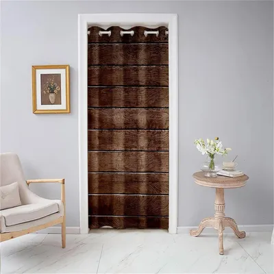Image de Rideau de porte occultant avec œillets, rideau d'obscurcissement, 130x200 cm, marron foncé