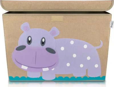 Produktbild von Lifeney Aufbewahrungsbox Kinder groß 51 x 36 x 36 I Spielzeugkiste I Kiste mit Deckel für Kinderzimmer I Aufbewahrungsboxen mit Deckel I Spielzeugaufbewahrung (Hippo)