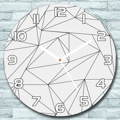 Produktbild von Wanduhr aus Glas Rund fi 30 Dreiecke schwarzWeiß Quarz Deko Schlafzimmer Büro