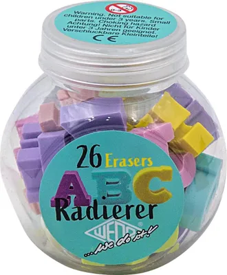 Produktbild von WEDO Kunststoff-Radierer ABC 26 Stück in Kunststoffdose