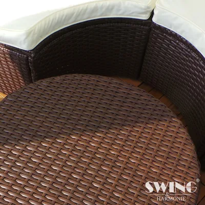 Produktbild von LED - Sonneninsel Rattan Lounge Gartenliege Polyrattan Sitzgruppe Liege Insel 180cm inklusive Abdeckcover