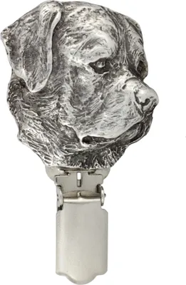 Produktbild von Rottweiler - Brosche mit Clip, Startnummernhalter, versilberte Anstecknadel für Hundeausstellungen der Marke Art-Dog