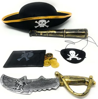 Produktbild von Pirat Set Kinder Piratenhut Augenklappe Fernrohr Kinder Piratenset Schatz Party