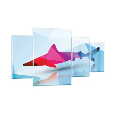 Produktbild von Bilder auf glas - Hai Illustration modern Grafik - 160x90cm - Glasbilder - Wandbilder - Kunstdruck - zum Aufhängen bereit - Wanddekoration aus Glas - Glas Bilder - Wandbild auf Glas - GDL160x90-2813