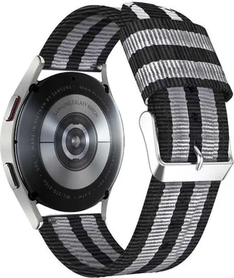 Produktbild von SYSTEM-S Armband 20 mm aus Nylon für Samsung Galaxy Watch 4 Smartwatch in Blau Grau