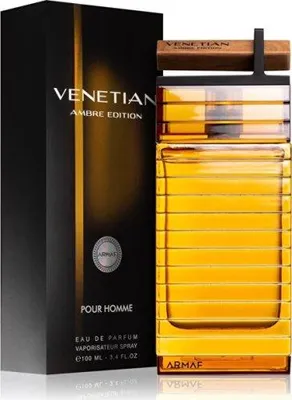 A product shot of a perfume bottle and its packaging.