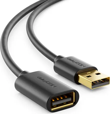 Produktbild von deleyCON 2m USB 2.0 High Speed Kabel Verlängerungskabel USB A-Stecker zu USB A-Buchse - Schwarz