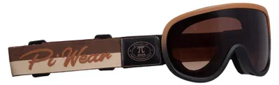 Immagine prodotto di PiWear® Arizona - Occhiali da moto con montatura marrone e beige, con logo nero e vetro marrone sfumato, stile retrò, per portatori di occhiali, imbottiti, anti-appannamento