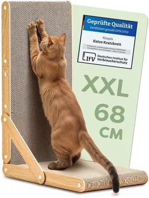 Produktbild von Knupis Kratzbrett Katze Groß 68 cm – Kratzpappe für Katzen zur Krallenpflege – Bis zu 2 Jahre Kratzspaß – Wendbares Design – Schutz für Sofa und Wand