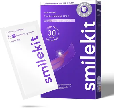Produktbild von Lila Zahnaufhellungsstreifen, 14 Anwendungen Teeth Whitening Strips Schonend für den Zahnschmelz Zahnaufhellung Strips für Weißere Zähne Aufhellen