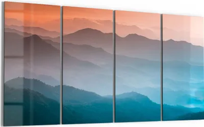 Produktbild von DEQORI Glasbild Echtglas 4x30x60 cm 'Verschleierte Bergketten' Wandbilder XXL groß